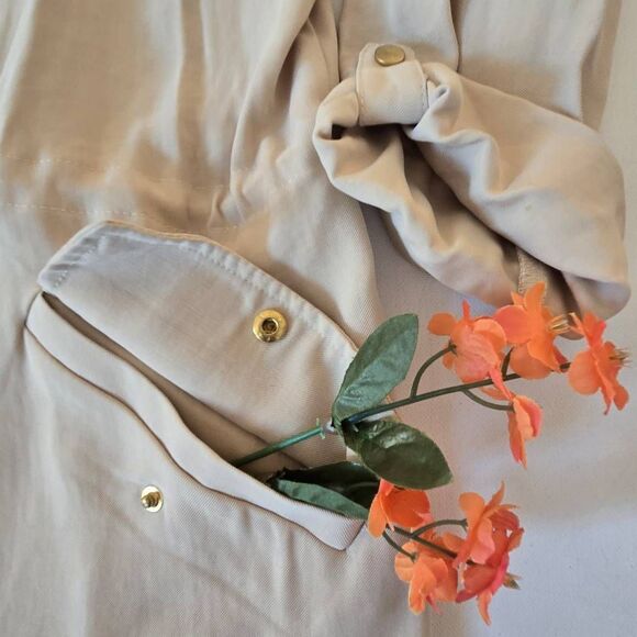 Zara Womens Lightweight Zip Up Snap Tab Sleeve Utility Jacket Beige Size Medium - Picture 7 of 14